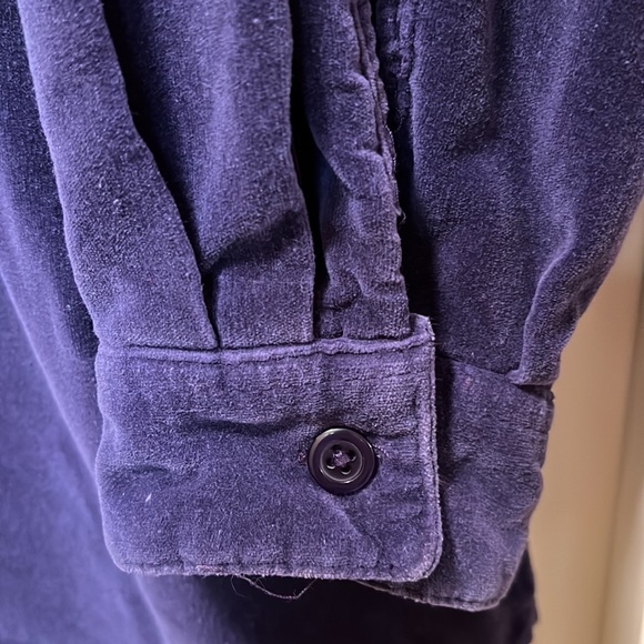 Northcrest Navy blue velour button down shirt Size large - Picture 6 of 7